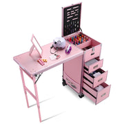 Rolling Manicure Table - Pink Lefty & Righty Pink