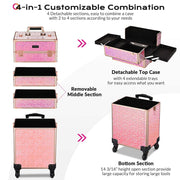 Portable Manicure Table+4in1 Rolling Makeup Case