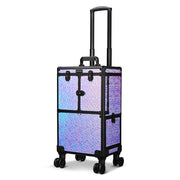 Makeup Case FuHold Cosmetology Rolling Case with Drawer Mermaid Purple