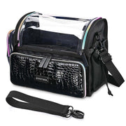 Essential Foldable Makeup Train Case Acrylic Brush Holder Black