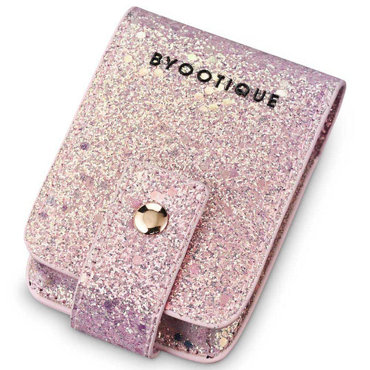 Byootique Lipstick Bag Glittered Makeup Pouch with Mirror