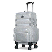 MassLux 3in1 Rolling Makeup Case Glittered Silver Silver