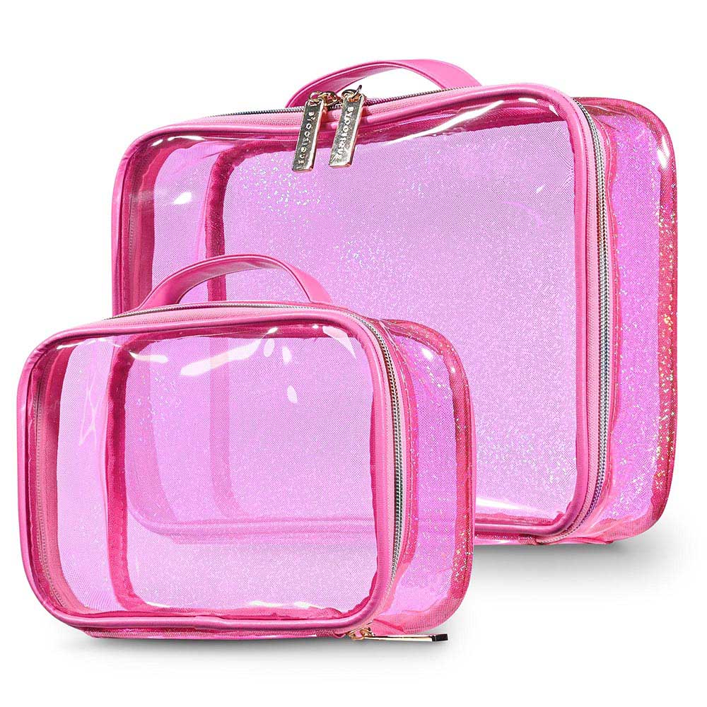 Byootique Gloss Makeup Bags Pink Clear Travel Toiletry Bag Set(2)