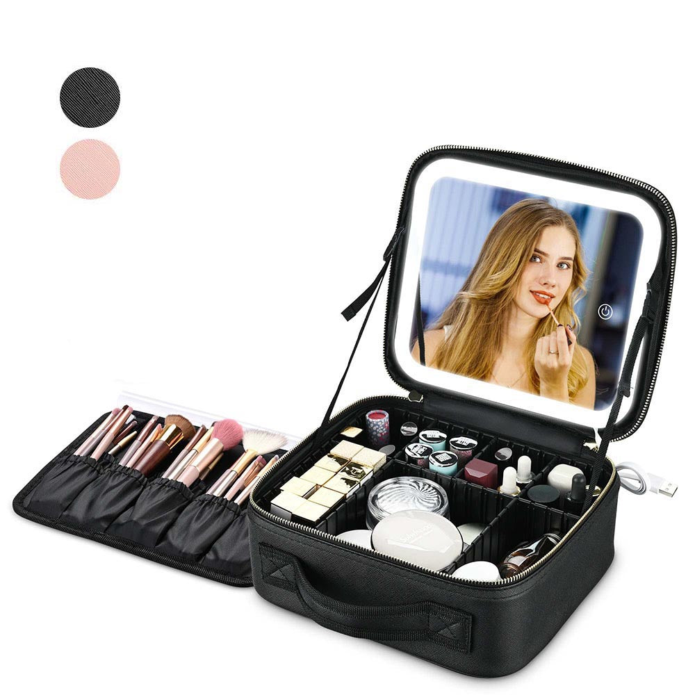 Genuine Leather Lipstick Cases With Mirror For Purses Makeup Bags Organizer