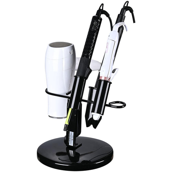 Hair Blow Dryer & Curling Iron Stand with Outlets Black