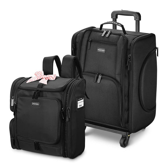 Fuhold Rolling Makeup Case & Barber Travel Bag Black