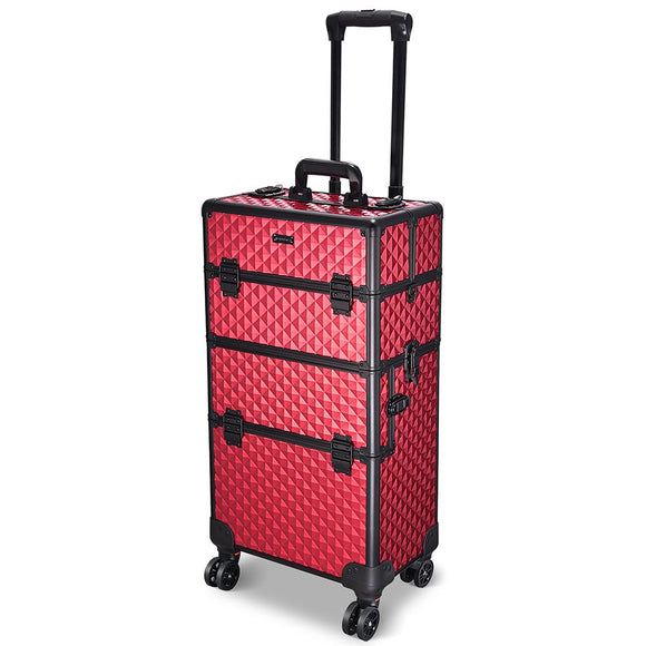 Byootique MassLux Rich Red 2in1 Rolling Makeup Train Case