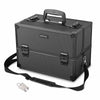 Essential Travel Makeup Train Case Divider Cosmetic w/ Lock Strap Black