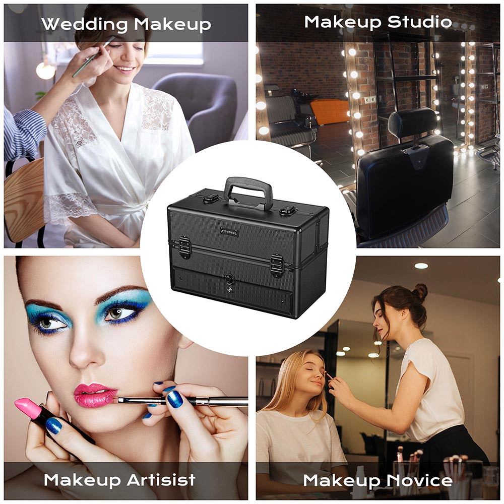 Byootique Makeup Train Case Storage Box Cosmetic Organizer w/ 2 Drawer  Jewelry, 1 - Kroger