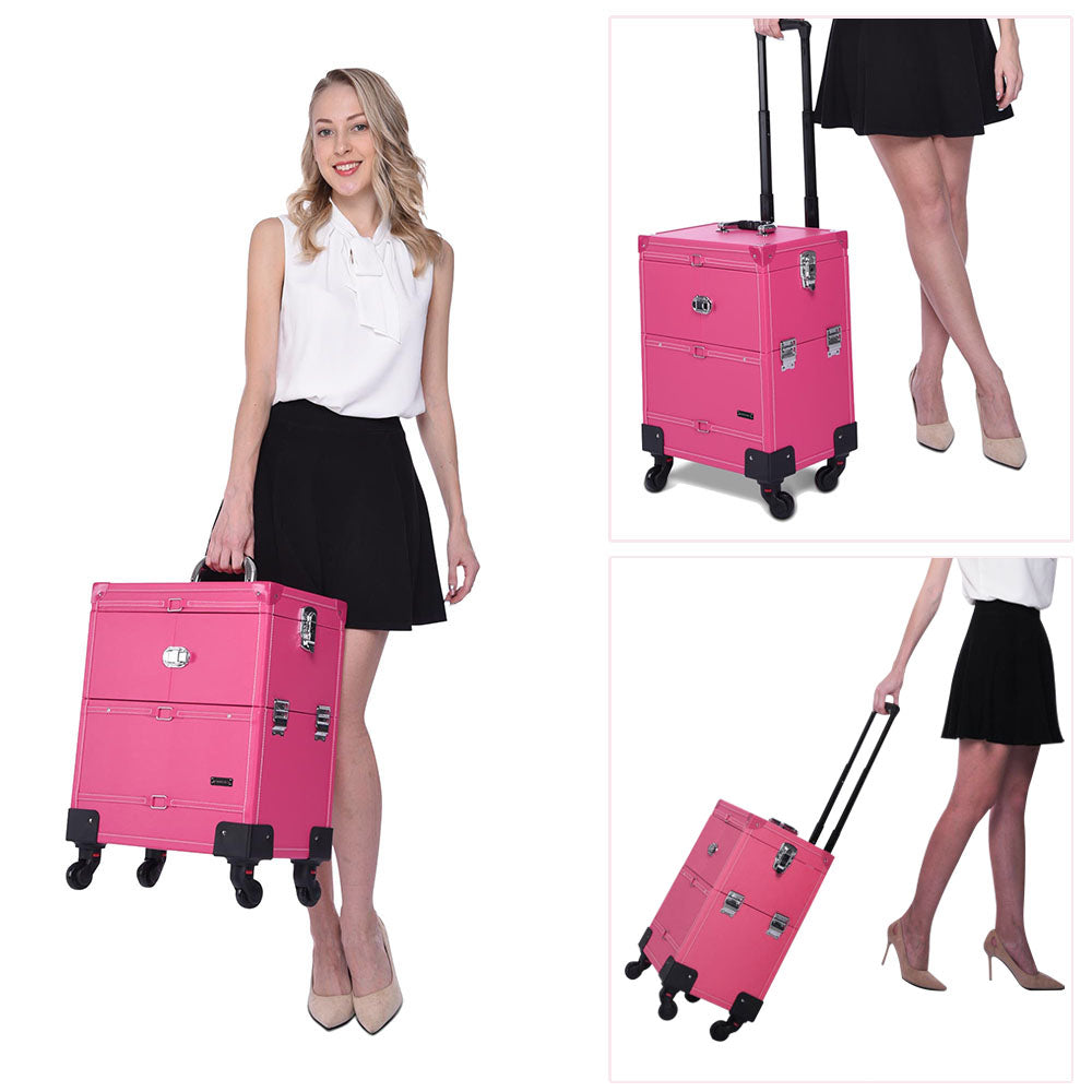 Professional Rolling Makeup Train Case Cosmetic Trolley Makeup Storage  Organizer