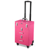 MassLux Pink Rolling Nail Drill Case Makeup Storage Trolley w/ Draw Pink