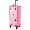 Large Makeup Case Trolley with Mirror & Lights - Portable, Safe & Durable, Pink