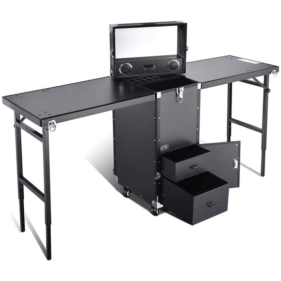 Byootique Rolling Manicure Table Nail 2 Desk Workstation Trolley Black