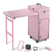 Byootique MassLux Rolling Manicure Table Nail Desk Workstation Trolley Pink