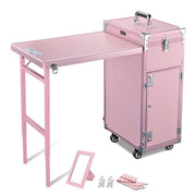 Byootique MassLux Rolling Manicure Table Nail Desk Workstation Trolley Pink