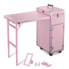 Rolling Pink Manicure Table - Portable, Expandable & Safe Pink