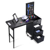 Rolling Black Manicure Table & Makeup Desk - Portable, Foldable & Secure Black