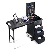 Byootique Rolling Manicure Table Workstation Black Lefty & Righty