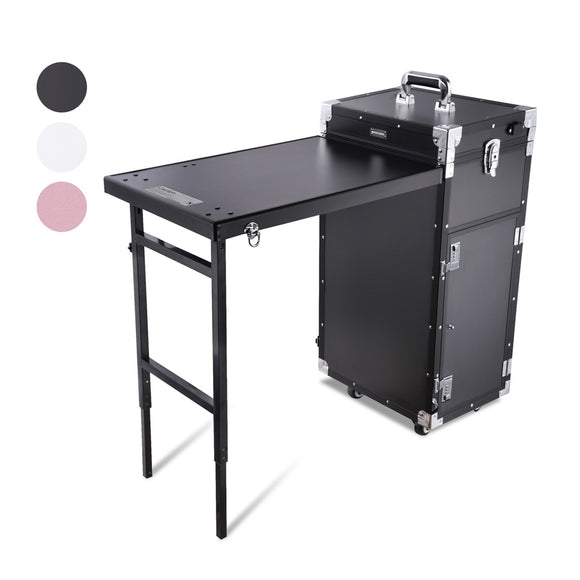 Byootique Rolling Manicure Table Nail Desk Workstation Polish Trolley