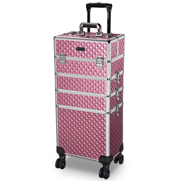 MassLux Brilliant Blue 4in1 Rolling Makeup Case Pink