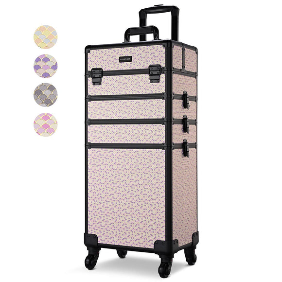 Art Deco Rolling Makeup Case Cosmetology Travel Case 4 in 1