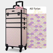 Art Deco Rolling Makeup Case Cosmetology Travel Case 4 in 1