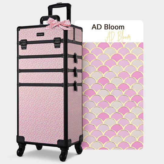 Byootique Art Deco Rolling Makeup Case Cosmetology Travel Case 4 in 1