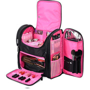 Byootique Essential Pro Makeup Backpack with Compartments Black Pink