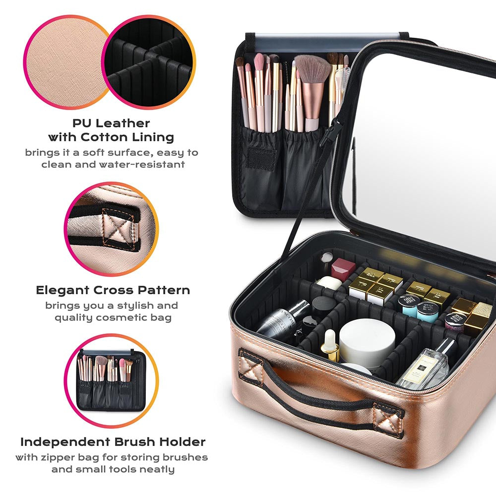 Large Capacity Stylish Leather Cosmetic Bag Portable Women Travel Washing Makeup  Bag Waterproof Storage Organizer Beauty Case