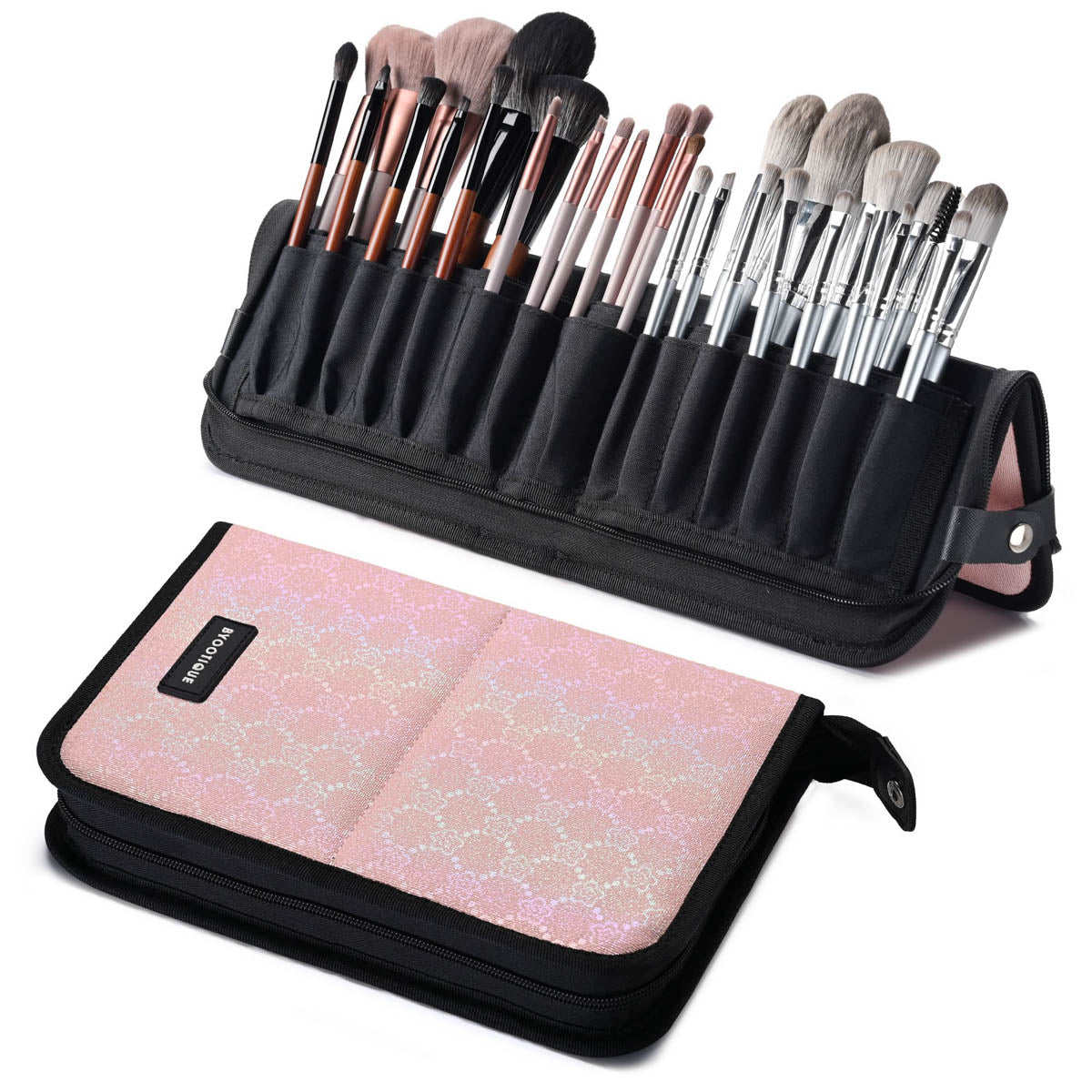 Byootique Makeup Brush Travel Storage Bag, Blush ForgetMeNot