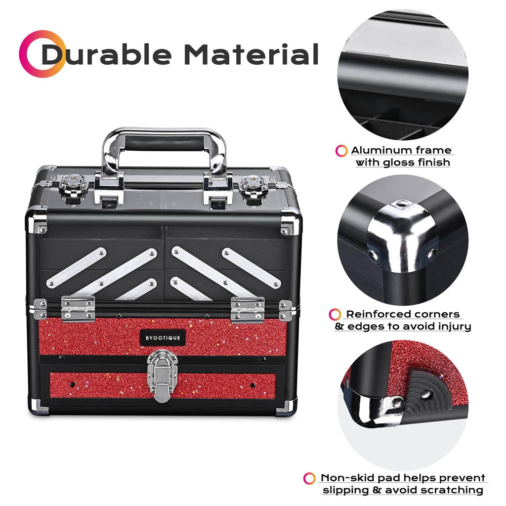 Byootique Essential Foldable Makeup Train Case Cosmetic Bag Crocodile