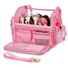 Essential Foldable Makeup Train Case Cosmetic Bag Crocodile, Pink