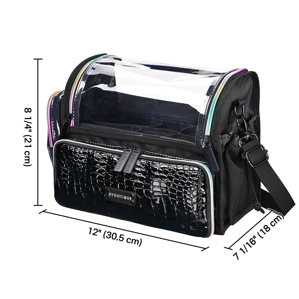 Byootique Essential Foldable Makeup Train Case Cosmetic Bag Crocodile –