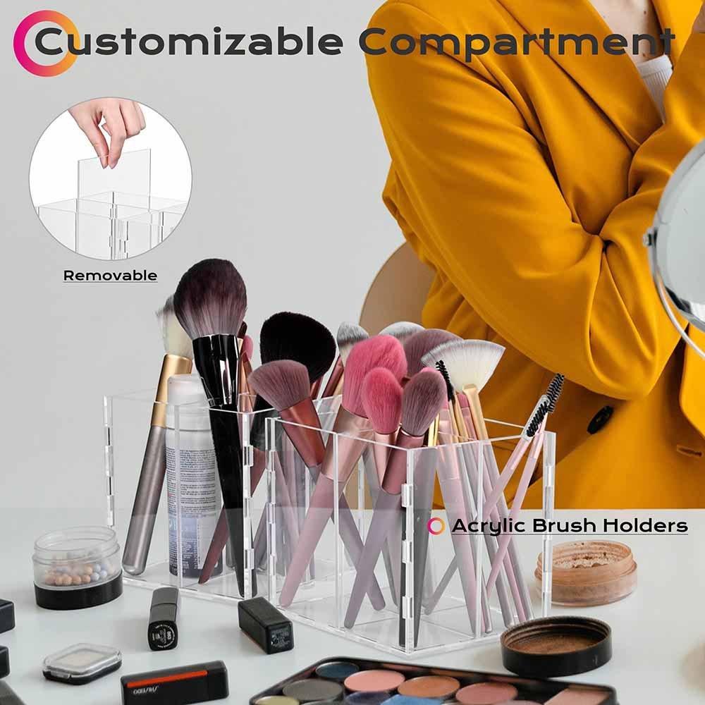 Byootique Essential Foldable Makeup Train Case Acrylic Brush Holder –
