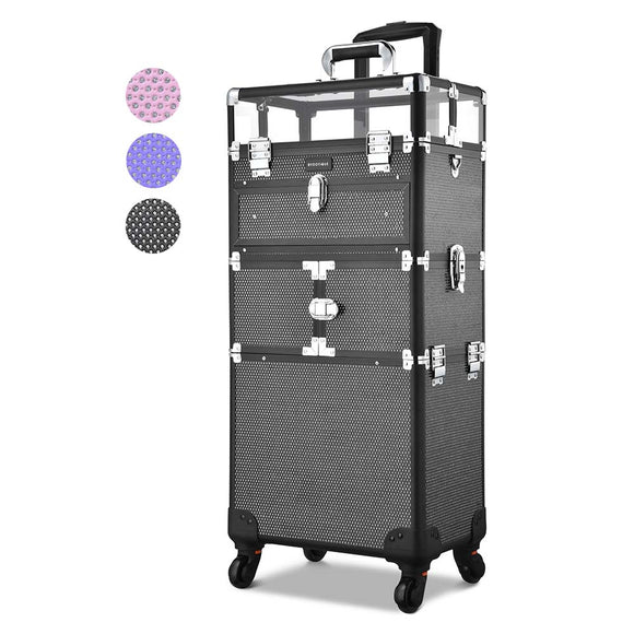 Byootique Rolling Nail Case Makeup Travel Case with Drawer