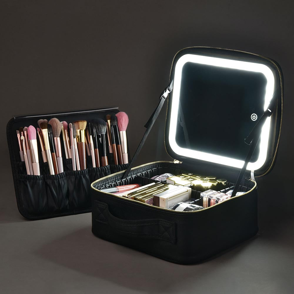 Women LED Light Cosmetic Bag Mirror Cosmetic Case Travel Vanity Bag Large  Capacity Portable Travel Makeup Bags for Women - AliExpress