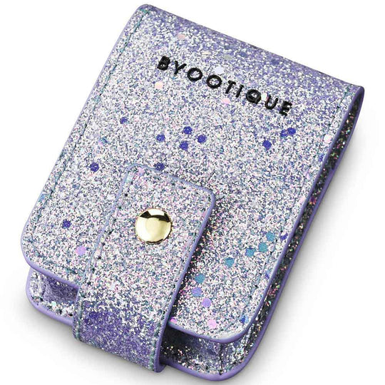 Byootique Lipstick Bag Glittered Makeup Pouch with Mirror