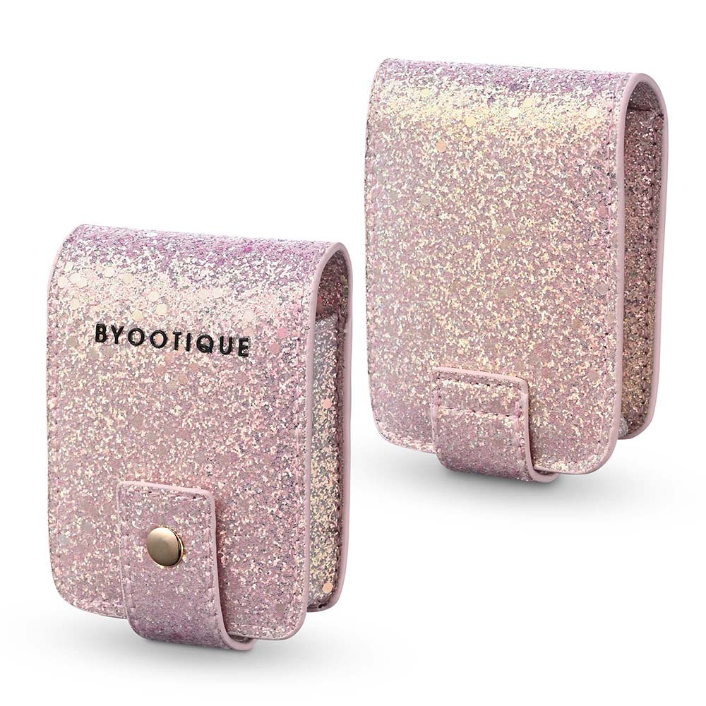 Byootique Lipstick Bag Glittered Makeup Pouch with Mirror –