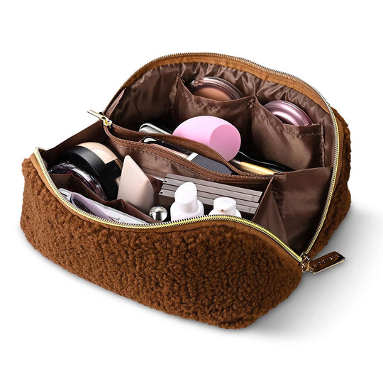 Byootique Essential Teddy Makeup Bag Plush Cosmetic Bag