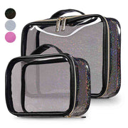 Byootique Clear Cosmetic Makeup Bag Glitter Toiletry Bag Set of 2