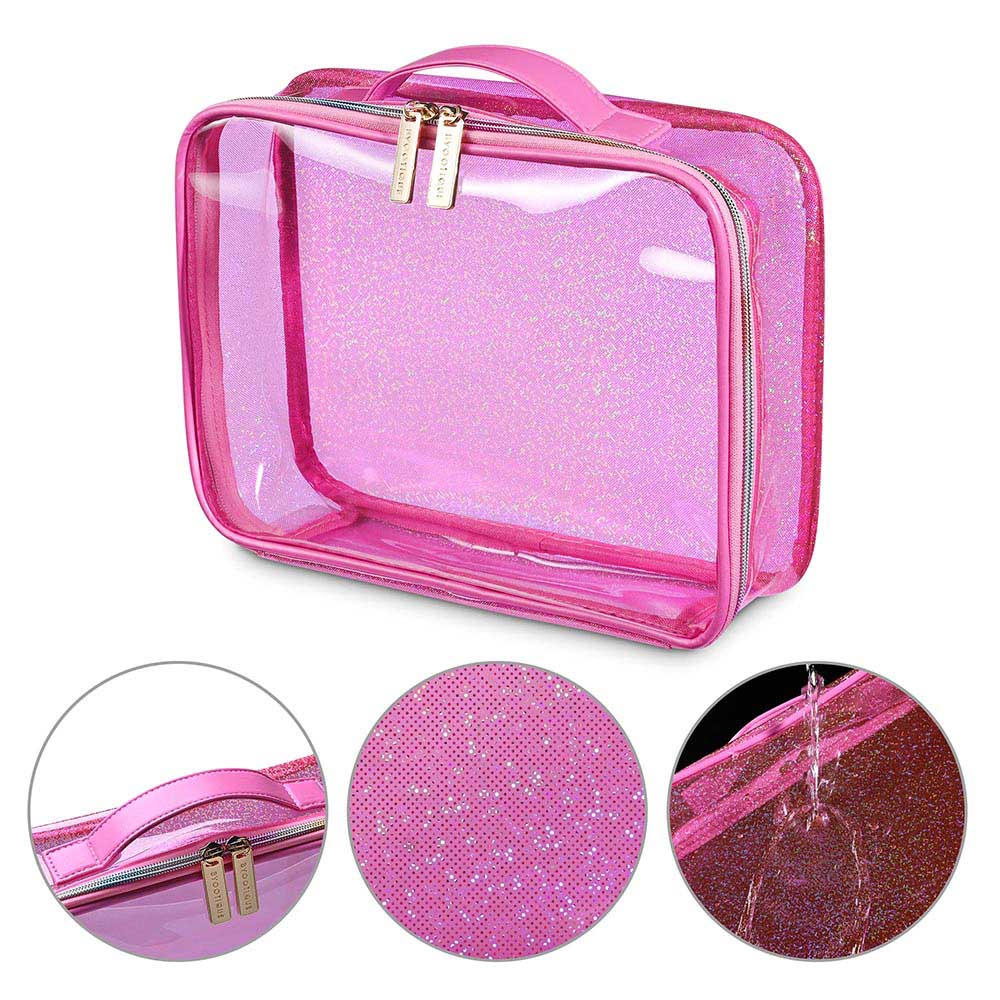 Byootique Gloss Makeup Bags Pink Clear Travel Toiletry Bag Set(2)