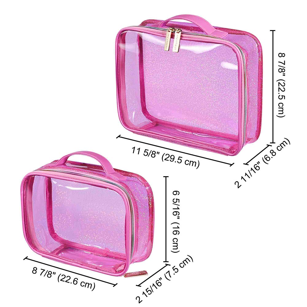Byootique Gloss Makeup Bags Pink Clear Travel Toiletry Bag Set(2)