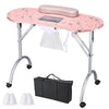 Mobile Manicure Table with Dust Collector, Pink