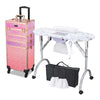 Portable Manicure Table+4in1 Rolling Makeup Case