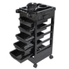 Durable Black Salon Trolley Cart with Wheels & 5 Drawers Black