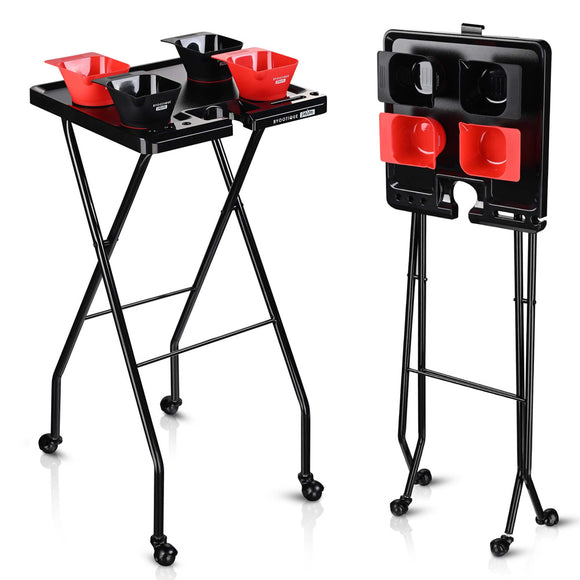 Salon Cart Folding Magnetic Tray with Bowls Drawer