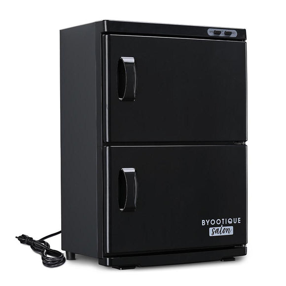 46L Towel Warmer Cabinet Heated Double Door Black