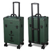 Rolling Makeup Train Case with Drawers & Nail Organizer Forest Green