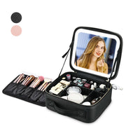 Byootique Essential Makeup Bag with LED Mirror Brush Holder & Dividers